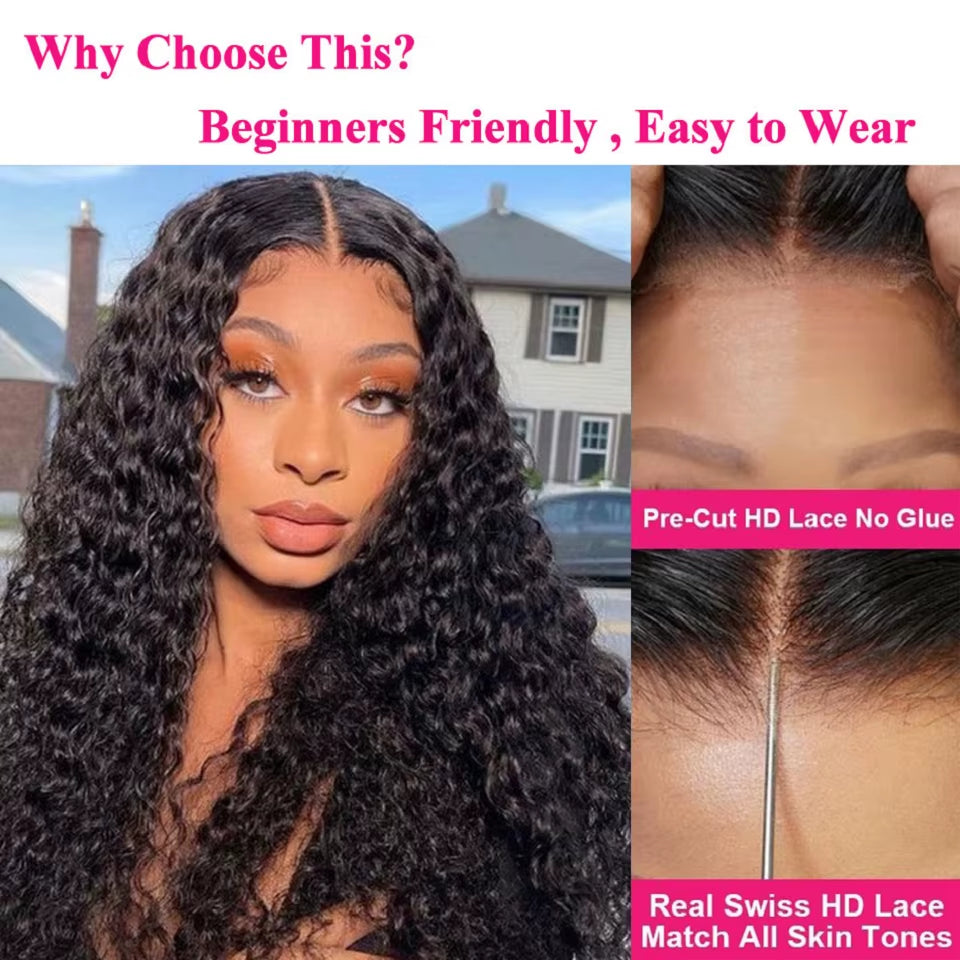 13X4 Lace Front Wig 10-34 Water Wave Lace Closure Wig Glueless Wig Human Hair Easy to Wear Curly Humanhair Wigs for Black Women