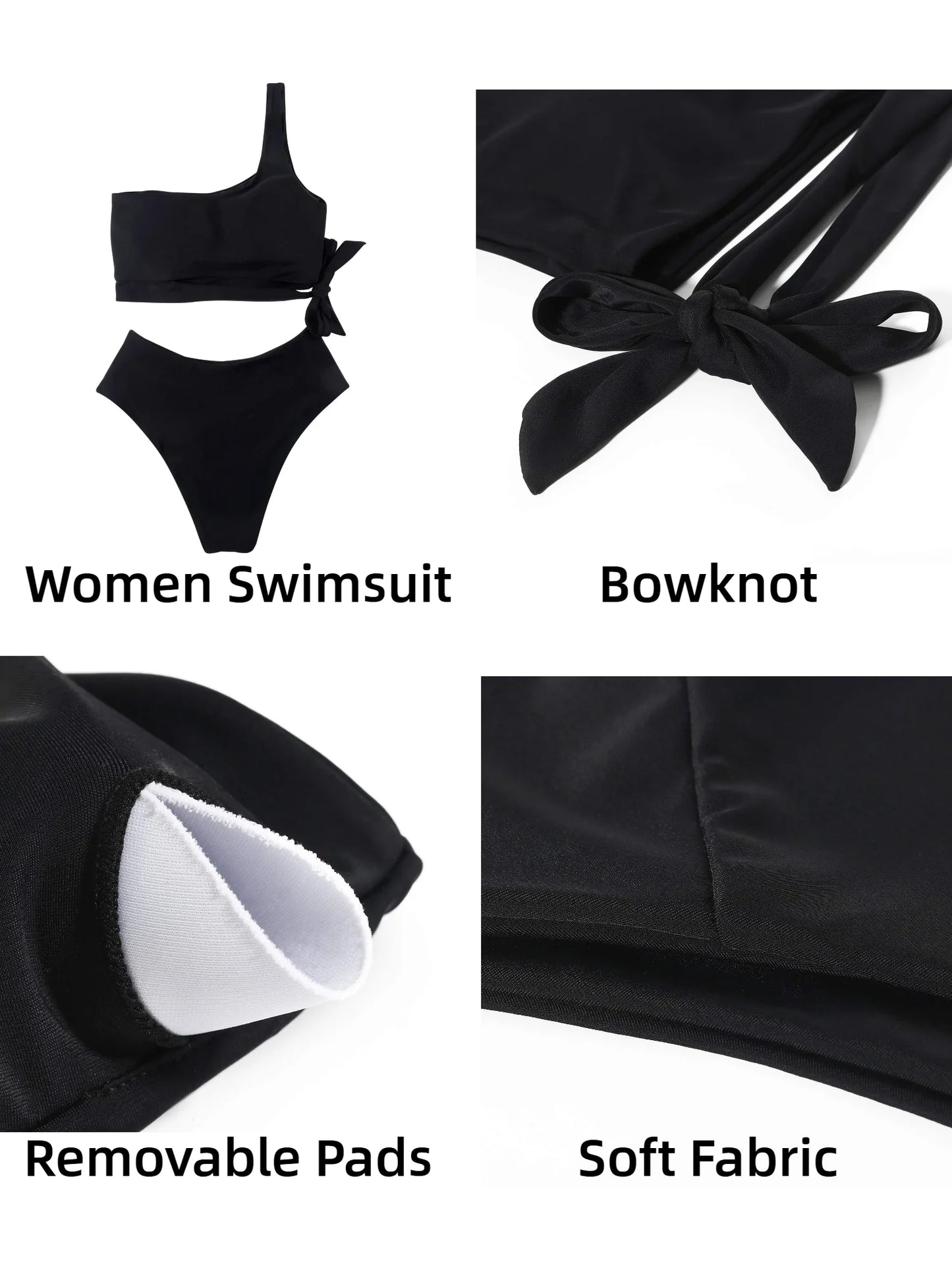 One Shoulder Womens Bikini Sets High Waisted Bathing Suits for Women Tie High Cut Swimsuits