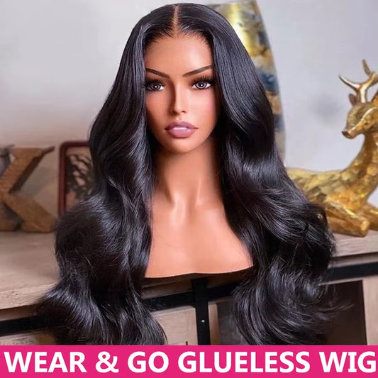 Wear and Go Glueless Human Hair Wigs Preplucked Brazilian Body Wave 13X6 HD Lace Frontal Human Hair Wigs for Women Ready to Wear