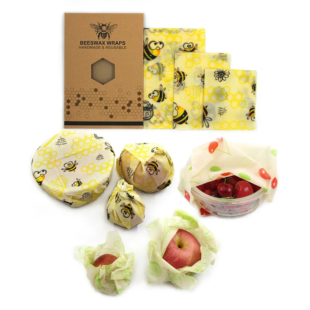 Beeswax Food Wrap - Reusable Bees Wax Paper Wrap Food Fruit Storage Zero Waste Sandwich Bags Food Wrappers Animals Print