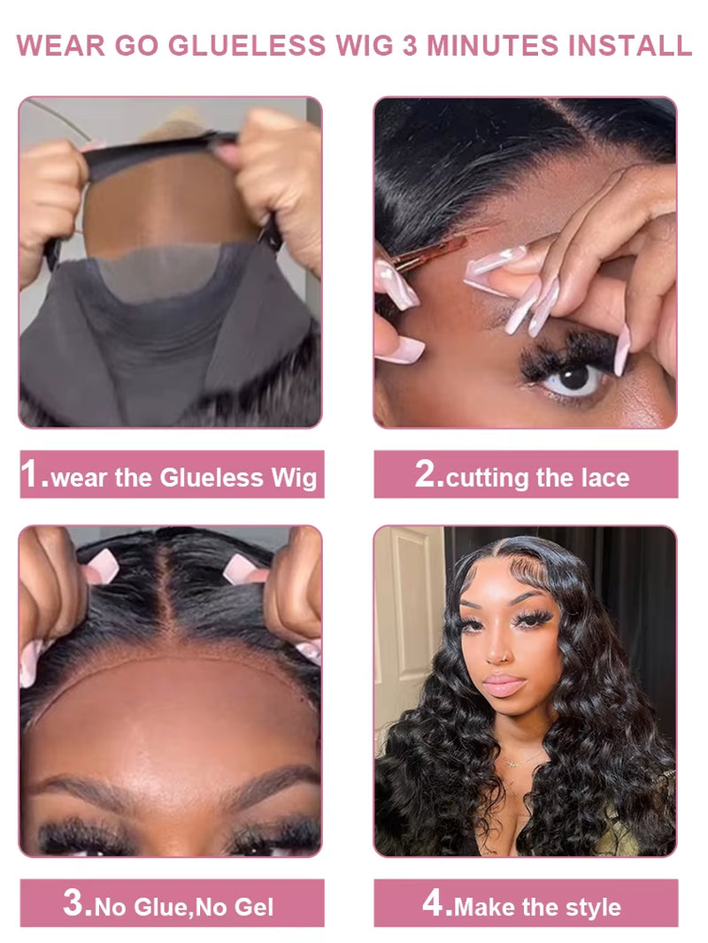 7X5 Wear and Go Glueless Wig Human Hair Ready to Wear Brazilian Loose Deep Wave 13X4 Lace Front Wigs for Women Pre Plucked