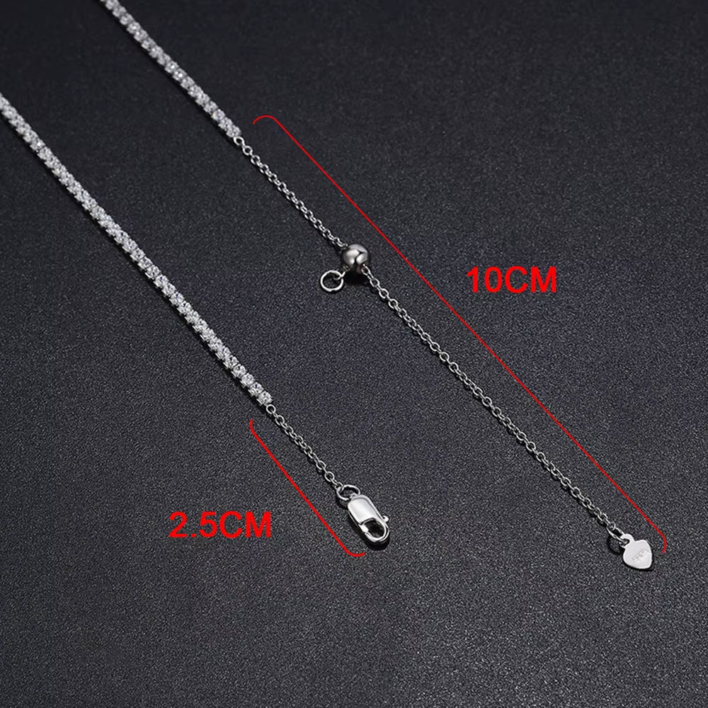 2Mm D VVS1 Moissanite Tennis Necklace Adjustable S925 Sterling Silver Plated 18K Gold with GRA Fine Necklace for Women