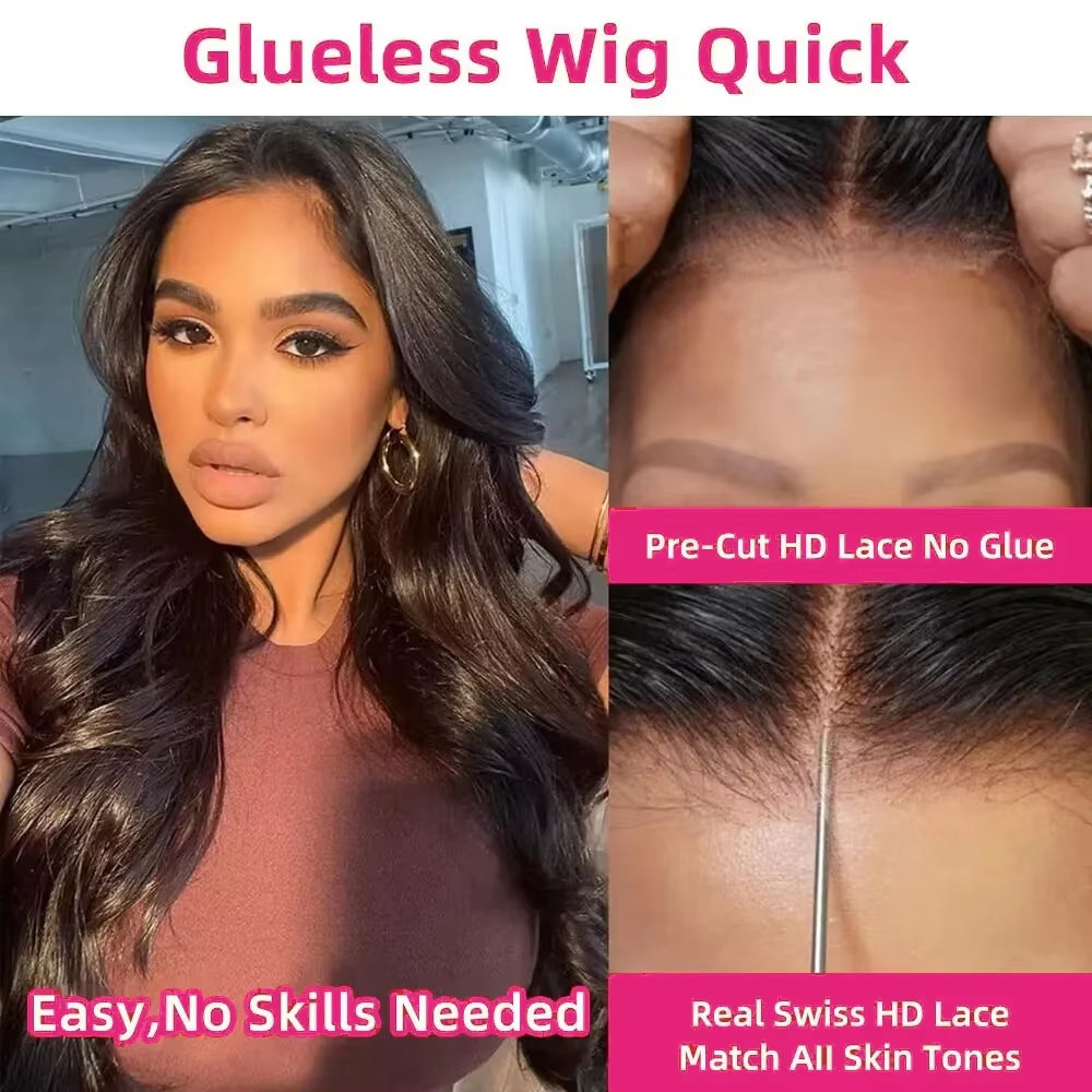 Wear and Go Glueless Human Hair Wigs Preplucked Brazilian Body Wave 13X6 HD Lace Frontal Human Hair Wigs for Women Ready to Wear